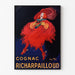 Vintage reklameplakat Cognac Richarpailloud, vist i en tynd ramme på en lys væg.