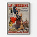 Vintage reklameplakat La Messine, likør, vist i en slank ramme på en lys væg.
