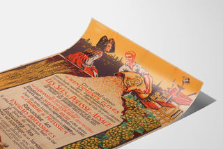 Vintage-reklameplakat Potasses d’Alsace, vist på et buet ark set i perspektiv.