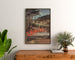 Vintage turistplakat – Saint-Honoré-les-Bains, PLM, indrammet over en trækommode mellem planter.