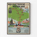 Vintage turistplakat – Waterland, elektrisk sporvogn, vist i en tynd ramme på en lys væg.