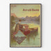 Vintage plakat "Aix-les-Bains, PLM" vist i en tynd ramme på en lys væg.