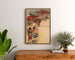 Vintage plakat Arènes de Béziers, indrammet over en trækommode mellem planter.
