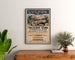 Vintage plakat Bagnères-de-Luchon, kurbade, indrammet over en trækommode mellem planter.