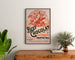 Vintage plakat Beef Chocolat, chocolaterie de la Drôme, indrammet over en trækommode mellem planter.