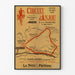 Vintageplakat Circuit d’Anjou, vandring, vist i en tynd ramme på en lys væg.