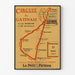Vintageplakat Circuit du Gâtinais, vandring, vist i en tynd ramme på en lys væg.