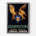 Vintageplakat Cocofruitine, vegetabilsk smør, vist i en slank ramme på en lys væg.