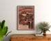 Vintage plakat Dauphiné, PLM-udflugter, indrammet over en trækommode mellem planter.