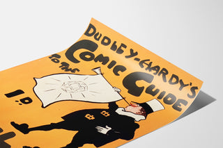 Vintageplakat Dudley Hardy, comic guide, vist på et buet ark set i perspektiv.