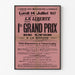 Vintage-plakat Grand Prix de Lyon, marche, vist i en tynd ramme på en lys væg.
