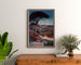 Vintage plakat Hyères, indrammet over en kommode i træ, mellem planter.