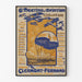 Vintage plakat Flyveopvisning, Clermont-Ferrand, præsenteret i en tynd ramme på en lys væg.