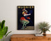 Vintage plakat Mugnier. Apéritif au vin de Bourgogne, indrammet over en trækommode mellem planter.