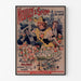 Vintage plakat Neuilly, blomsterfest, 1894, indrammet i en tynd ramme på en lys væg.