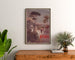 Vintage plakat P. L. M. Hyères, indrammet over en kommode i træ, mellem planter.