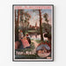 Vintage plakat "Paray-le-Monial, train" vist i en tynd ramme på en lys væg.