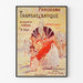 Vintageplakat Paris 1900, transatlantisk panorama, vist i en tynd ramme på en lys væg.