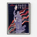 Vintage plakat Paris 1937, Arts et techniques, vist i en smal ramme på en lys væg.