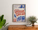 Vintageplakat Paris 1937, international udstilling, indrammet over en kommode i træ mellem planter.