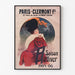 Vintage plakat Paris-Clermont, vintersæson, præsenteret i en tynd ramme på en lys væg.