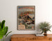 Vintageplakat Paris Lyon Méditerranée, Jura, indrammet over en kommode i træ mellem planter.