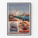 Vintageplakat Port marchand. Marseille, vist i en tynd ramme på en lys væg.