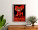Vintage plakat Rapidol, indrammet over en trækommode mellem planter.