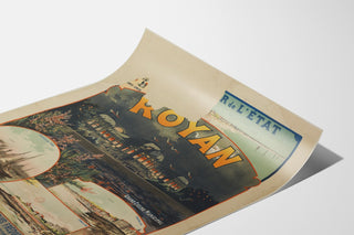 Vintage plakat Royan, Grand Casino municipal, vist på et krøllet ark i perspektiv.