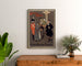 Vintageplakat Shamus O’Brien, Opera Comique, indrammet over en trækommode mellem planter.