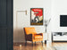 Vintage plakat Stemt SDAP, valg, indrammet i en stue med en orange lænestol og en gulvlampe.