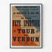 Vintage-plakat Verdun, sportsfest, indrammet i en tynd ramme på en lys væg.