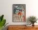 Vintage-plakat Vernet-les-Bains, Canigou, indrammet over en trækommode mellem planter.