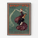 Vintageplakat Woman and Wine, Princess’s Theatre, vist i en tynd ramme på en lys væg.