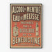Vintage plakat af Mintlikør og Melissevand - Bénédictine Destilleri Fécamp