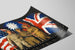 Vintage plakat med amerikanske, kinesiske og britiske soldater med flag — visning af kunstværket