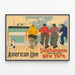 Vintage amerikansk plakat American Line Southampton - Cherbourg - New York — indrammet kunstværk på væggen