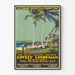 Vintage plakat af Lindeman-øen ved Great Barrier Reef