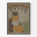 Vintage plakat af en mand, der læser en bog - japansk-inspireret art déco-stil