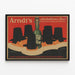Vintage reklameplakat for Arndt's alkoholfri øl — indrammet kunstværk på væggen