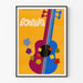 Dekorativ plakat Atchafalaya med farverig guitar