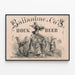 Vintage plakat Ballantine & Co Bock Øl New York — indrammet kunstværk på væggen