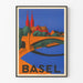 Vintage Basel plakat i livlige farver til vægdekoration