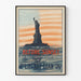 Vintage plakat af Frihedsgudinden før solnedgang