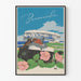 Vintage Bermuda dekorativ plakat med par i bil og blomster