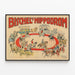 Vintage plakat Bischel's Hippodrom – Retro hestemaleri til vægdekoration — indrammet kunstværk på væggen