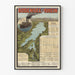 Vintage plakat Bodensee og Rhein - Kort over krydsningerne i 1887