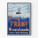 Vintage plakat Brug Fram's Mineralvande blå vægdekoration