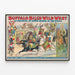 Vintage plakat af Buffalo Bill's Wild West og Rough Riders' kongres — indrammet kunstværk på væggen
