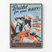 Vintage plakat Build for Your Navy – Marine vægdekoration